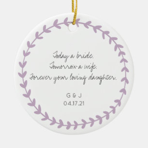 Ornamento De Cerâmica Pai Mãe da Noiva Obrigado Presente