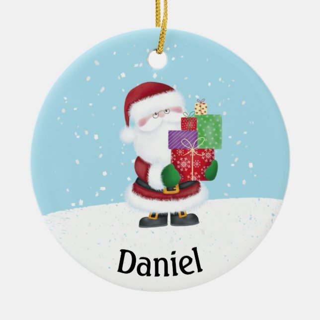 Ornamento De Cerâmica Pai Natal Bonito Personalizado Natal (Frente)