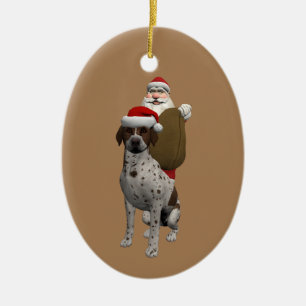 Ornamento De Cerâmica Pai Natal Com Setter De Cinza