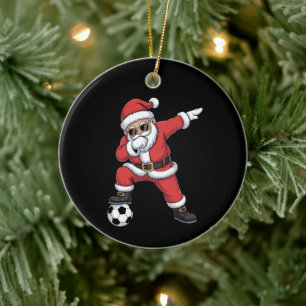 Ornamento De Cerâmica Pai Natal Futebol Dabbing Papai Noel Presente Nata