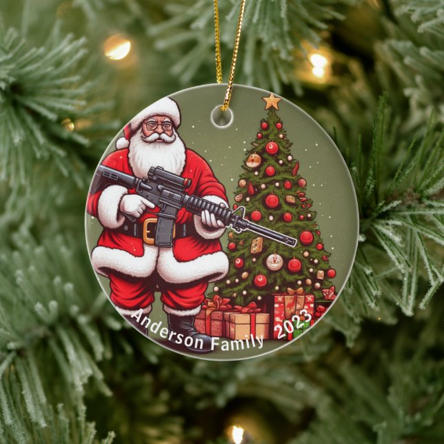 Ornamento De Cerâmica Pai Natal Personalizado e Natal AR-15 (Árvore)