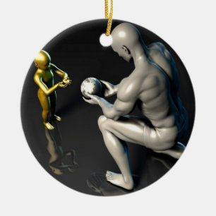 Ornamento De Cerâmica Pai que dá a sabedoria a seu criança ou filho