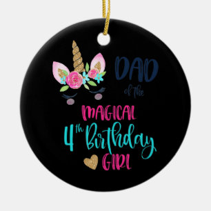 Ornamento De Cerâmica Pai Rosa Da Festa De Aniversário Da Rosquinha