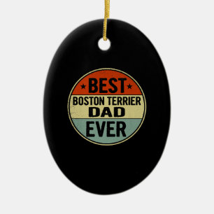Ornamento De Cerâmica Pai Terrier Mens Best Boston Ever Estilo Retroativ