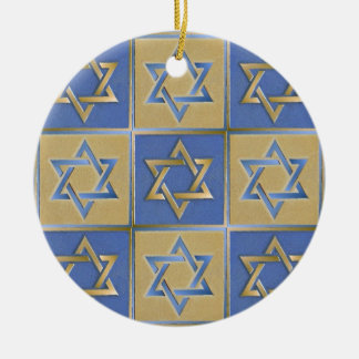 Ornamento De Cerâmica Painéis de Arte Estrela de Davi Azul Dourado