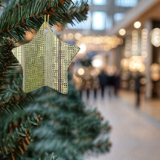 Ornamento De Cerâmica Painéis de ouro (This star-shaped ceramic ornament, illuminates, in gilded gold patterns!)