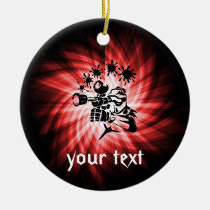 Ornamento De Cerâmica Paintball Vermelho