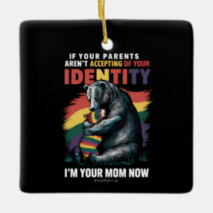Ornamento De Cerâmica Pais Aceitando Eu Sou Sua Mãe Agora Abraço de Urso