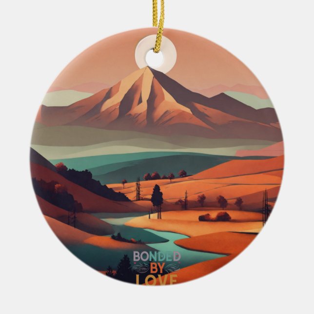 Ornamento De Cerâmica Paisagem Boho (Frente)