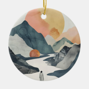 Ornamento De Cerâmica Paisagem Boho Abstrato (2)