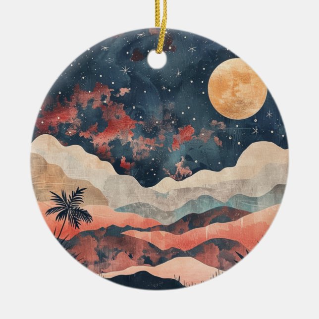 Ornamento De Cerâmica Paisagem Boho Abstrato (24) (Frente)