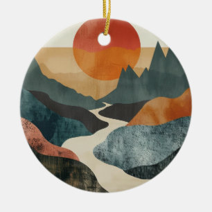 Ornamento De Cerâmica Paisagem Boho Abstrato (5)