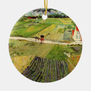 Ornamento De Cerâmica Paisagem, Carruagem e Comboio de Vincent van Gogh