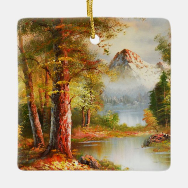 Ornamento De Cerâmica Paisagem com montanha (Frente)