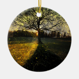 Ornamento De Cerâmica Paisagem com sonhos de vagalumes mágicos