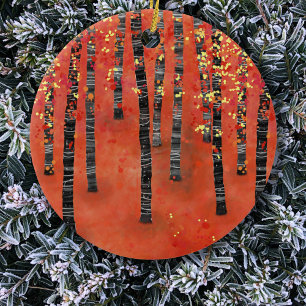 Ornamento De Cerâmica Paisagem da Floresta Birch