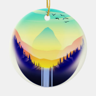 Ornamento De Cerâmica Paisagem de Cascata