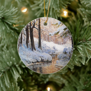 Ornamento De Cerâmica Paisagem de Floresta Neve, Walter Moras