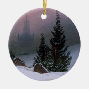 Ornamento De Cerâmica Paisagem de Inverno (por Caspar David Friedrich)