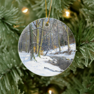 Ornamento De Cerâmica Paisagem de montanha no inverno,