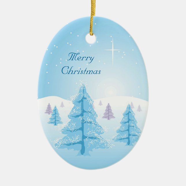 Ornamento De Cerâmica Paisagem de Natal (Frente)