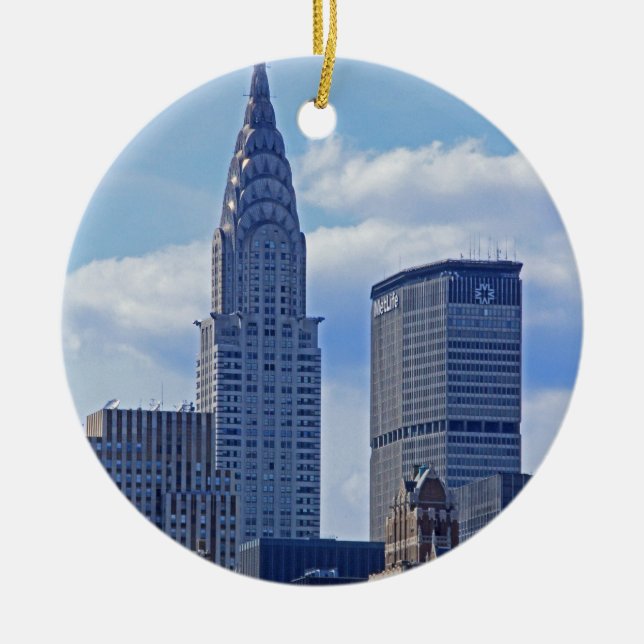 Ornamento De Cerâmica Paisagem de NYC Edifício Chrysler B1 (Frente)
