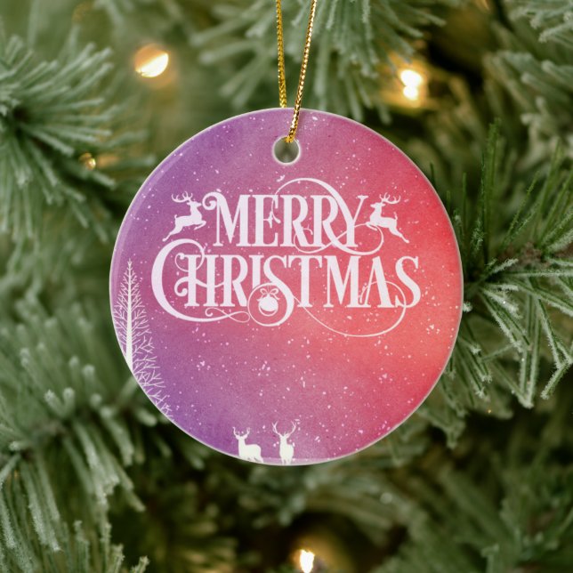 Ornamento De Cerâmica Paisagem de Veado Feriado (Árvore)