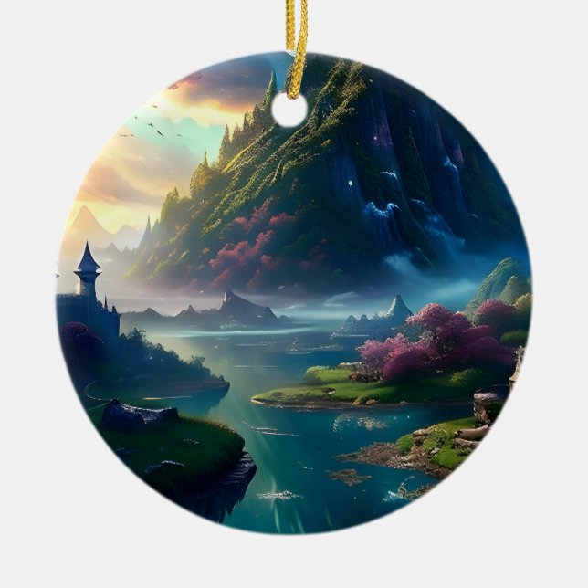 Ornamento De Cerâmica Paisagem Pitoresca Quatro (Frente)