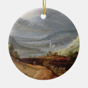 Ornamento De Cerâmica Paisagem rural com um fazendeiro que freia os