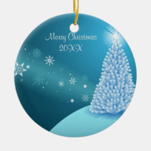 Ornamento De Cerâmica Paisagem Sparkling da neve