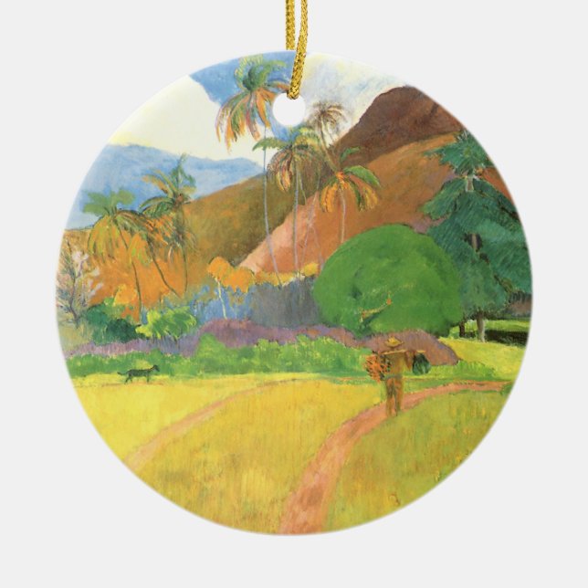 Ornamento De Cerâmica Paisagem Taitiana, Montanhas Tahiti, Paul Gauguin (Frente)