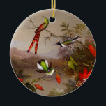 Ornamento De Cerâmica Paisagem tropical com dez beija-flores<br><div class="desc">Ornamento cerâmico com a pintura de óleo de Martin Johnson Heade,  Paisagem Tropical com Dez Hummingbird (1870). Dez belos beija-flores voam e percham em torno de impressionantes flores de paixão. Um presente pensativo para amantes de beija-flores e entusiastas de arte americanos!</div>