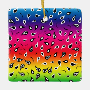 Ornamento De Cerâmica Paisley Rainbow