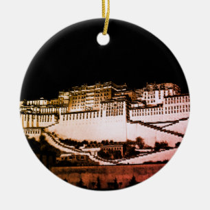 Ornamento De Cerâmica Palácio Lhasa & Potala à noite, Tibete (Himalaia
