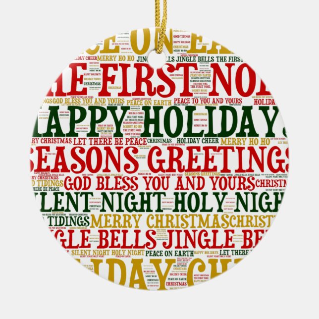 Ornamento De Cerâmica Palavra de Natal Cloud 2-Cerâmica (Frente)