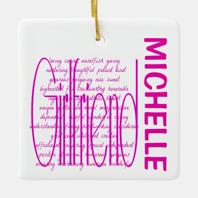 Ornamento De Cerâmica Palavras Adorantes para Namorada PERSONALIZADO (Frente)