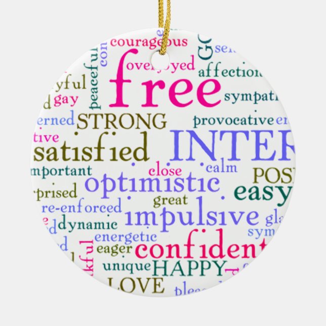 Ornamento De Cerâmica Palavras animadoras inspiradoras inspiracionais (Frente)