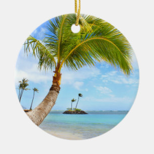 Ornamento De Cerâmica Palm Tree Beach Ornament
