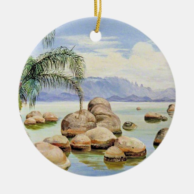 Ornamento De Cerâmica Palm Trees and Boulders, Bay of Rio, (Frente)