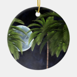 Ornamento De Cerâmica Palmeiras Contra a Lua