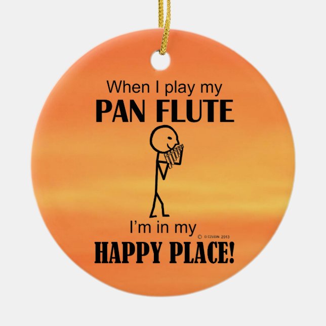 Ornamento De Cerâmica Pan Flute Happy Place (Frente)