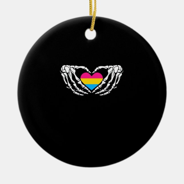 Ornamento De Cerâmica Pan Pride Skeleton Halloween Gótico Heart (Frente)