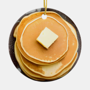 Ornamento De Cerâmica Pancakes Engraçados Pun Natal