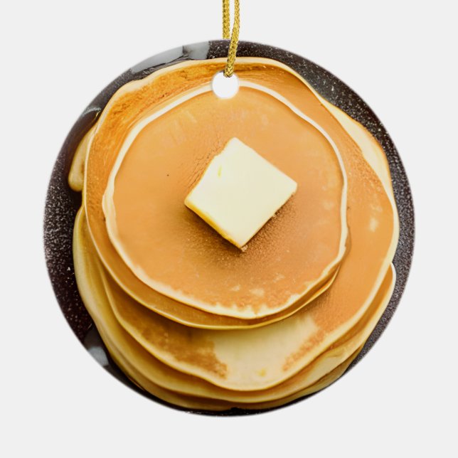 Ornamento De Cerâmica Pancakes Engraçados Pun Natal (Frente)