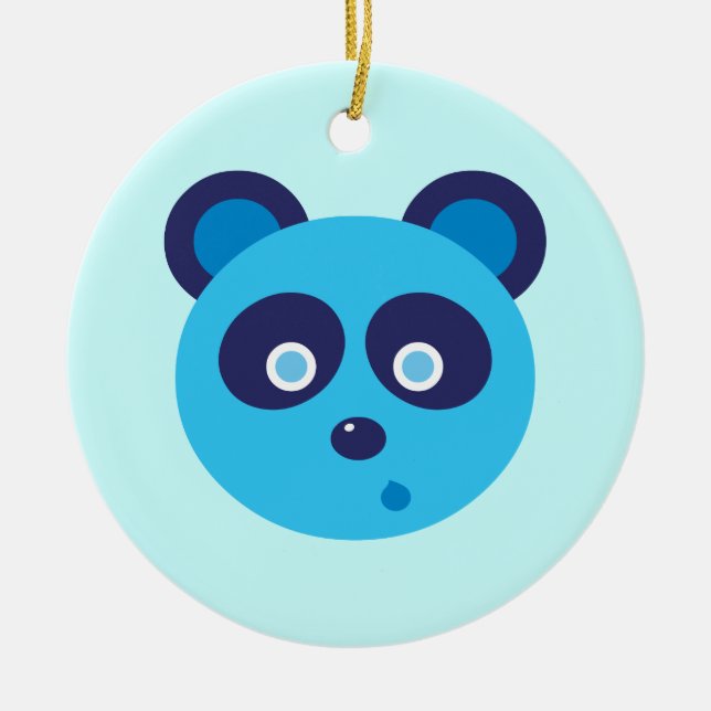 Ornamento De Cerâmica Panda Azul (Frente)