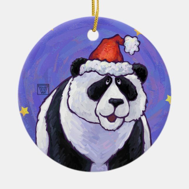 Ornamento De Cerâmica Panda Bear Christmas (Frente)