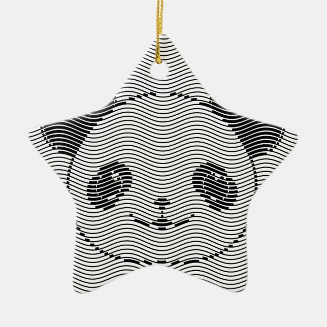 Ornamento De Cerâmica Panda Bear Face On Wave Patterno (Frente)