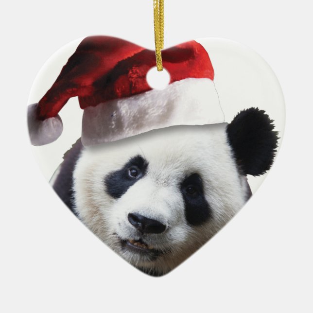 Ornamento De Cerâmica Panda Bear Natal (Frente)