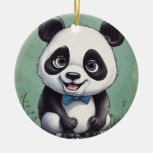 Ornamento De Cerâmica Panda Cartoon Drawing Art