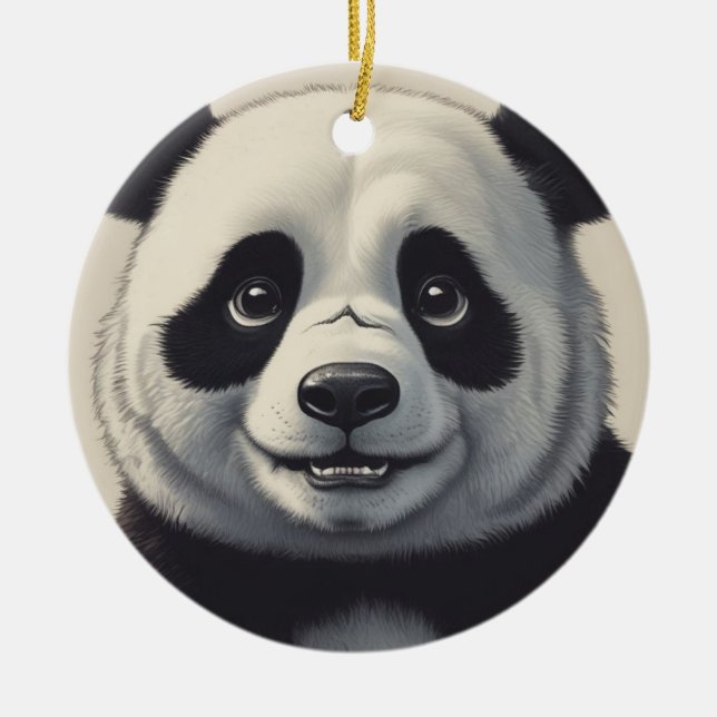 Ornamento De Cerâmica Panda Cartoon Drawing Art (Frente)